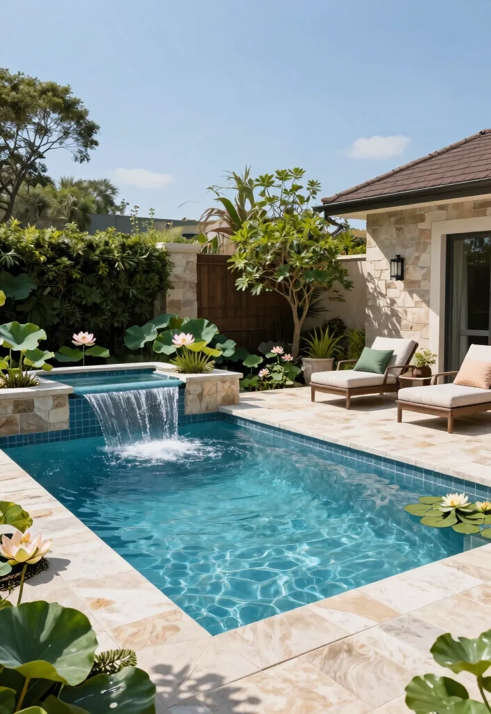 17 Dreamy Above Ground Pool Ideas for a Backyard Oasis 6. Elegant Oasis with Water Features 0