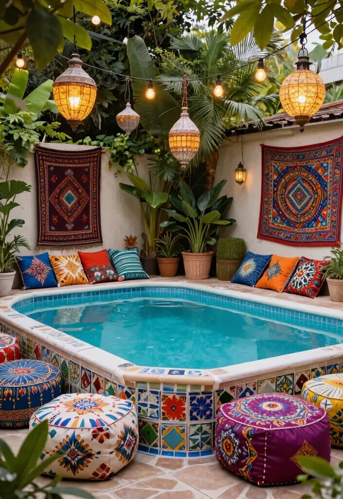 17 Dreamy Above Ground Pool Ideas for a Backyard Oasis 7. Bohemian Bliss 0
