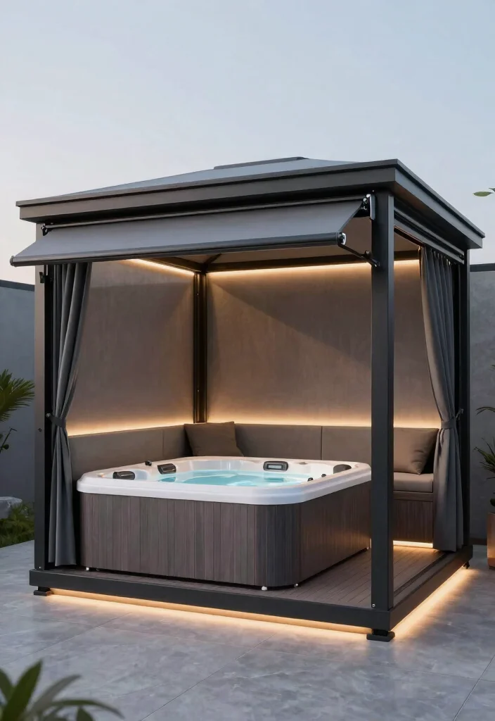 8 Sturdy Hot Tub Gazebo Ideas for Ultimate Shelter 8. Multi Functional Smart Gazebo