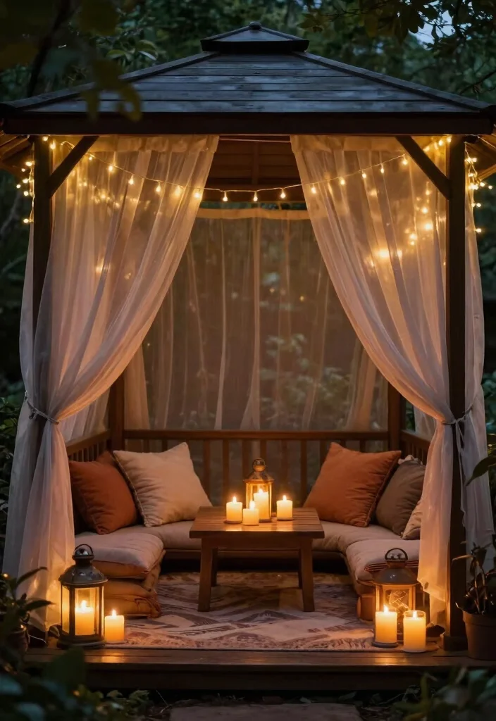 8 Stunning Yardistry Gazebo Ideas to Personalize Your Kit 1. Cozy Candlelit Retreat