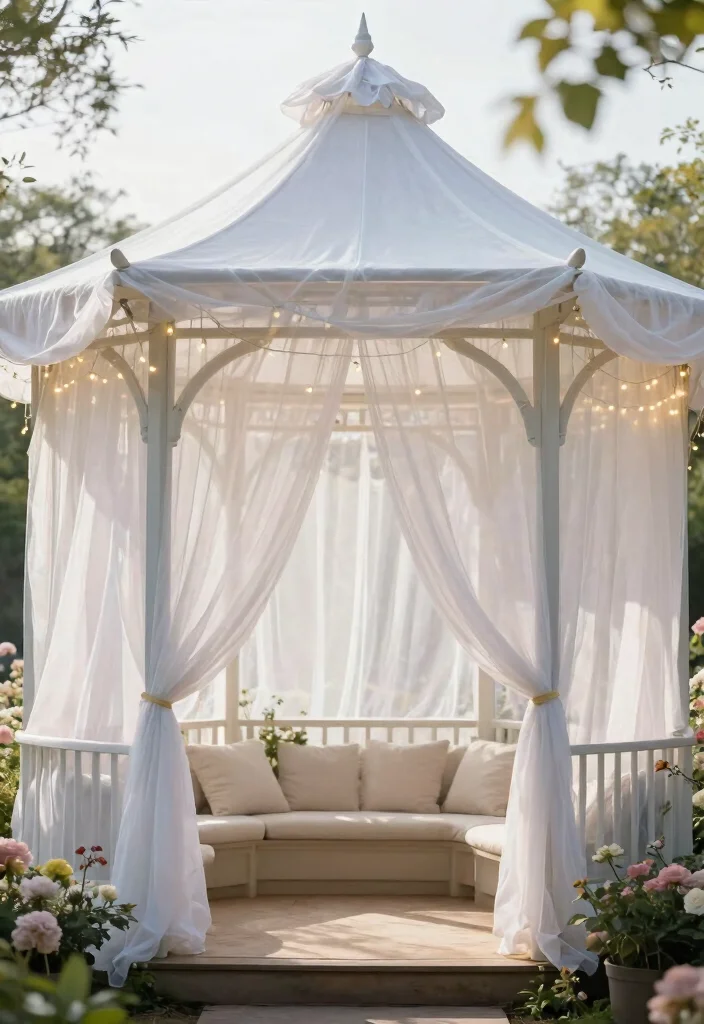 5 Clever DIY Gazebo Top Ideas to Save Your Old Structure 2. Fabric Canopy 0