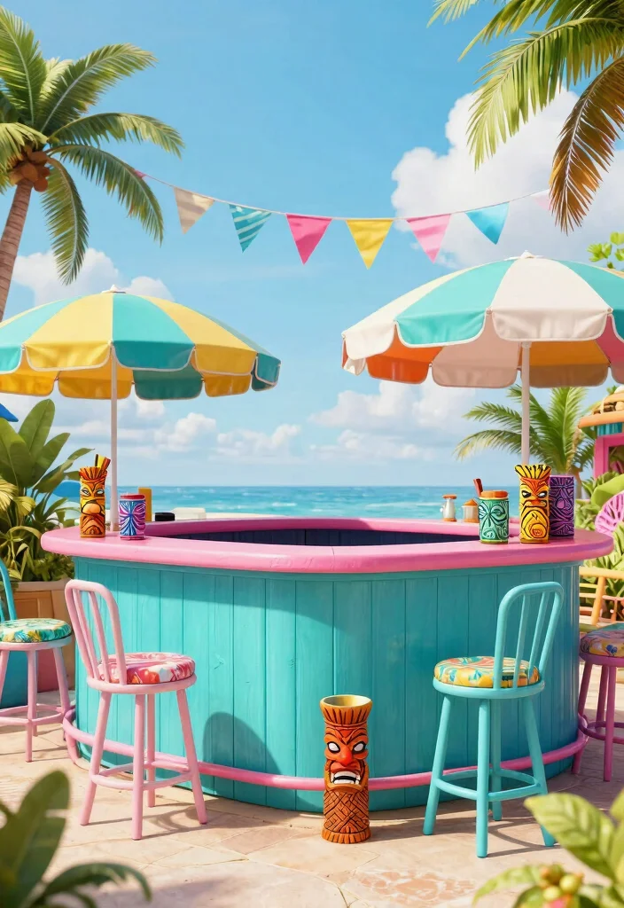 5 Exotic Above Ground Pool Tiki Bar Ideas Tropical Vibes 2. Retro Aloha A Bright Colorful Bar 0