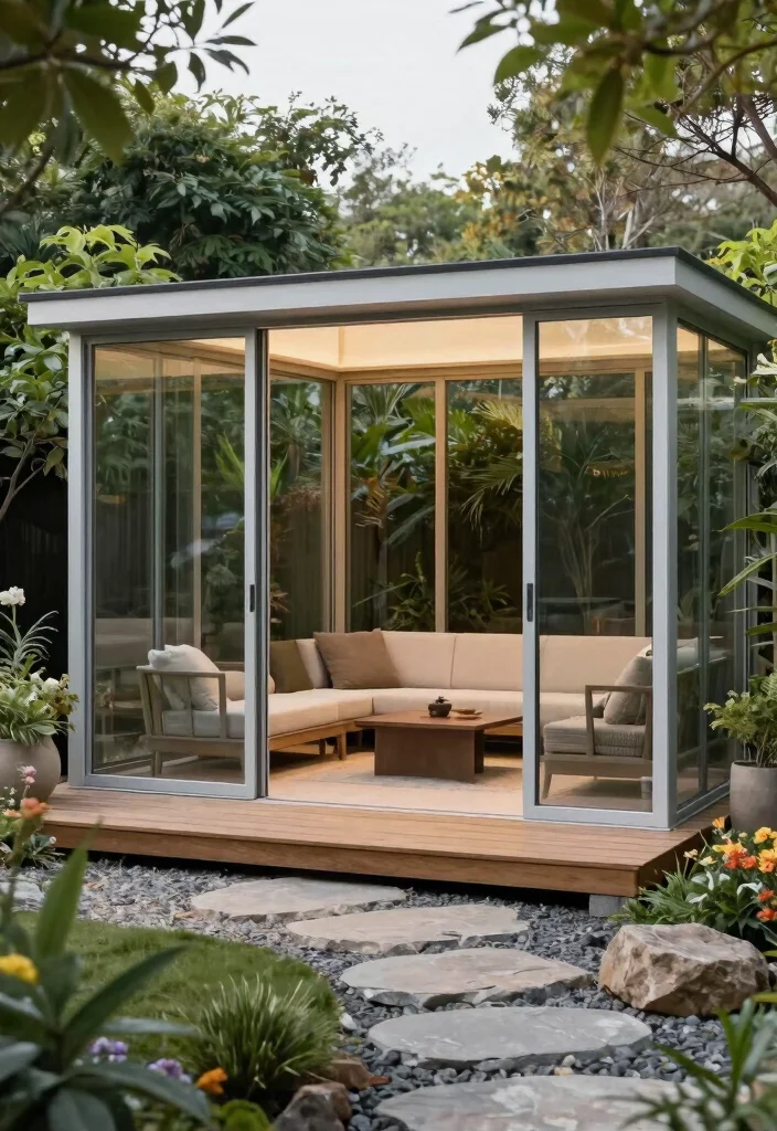 5 Luxury Glass Gazebo Ideas for a Crystal-Clear View 1 5 Luxury Glass Gazebo Ideas for a Crystal Clear View 1. The Minimalist Marvel 0