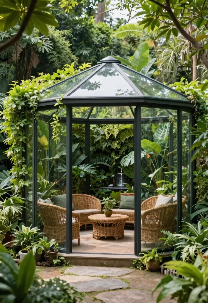 5 Luxury Glass Gazebo Ideas for a Crystal-Clear View 23 5 Luxury Glass Gazebo Ideas for a Crystal Clear View 3. The Nature Infused Oasis 0