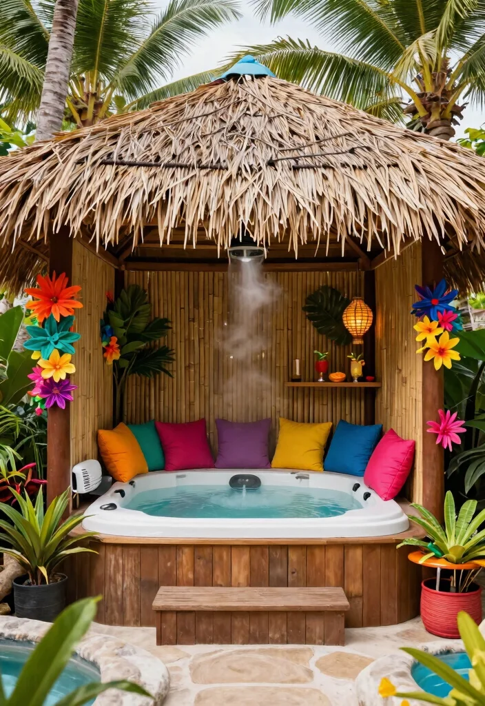 5 Secret Shed Hot Tub Ideas for a Private Getaway 3. Enclosed Tropical Paradise 0