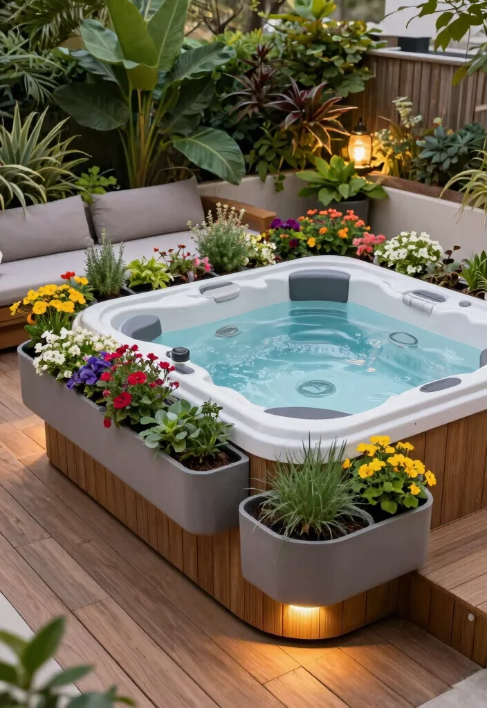 5 Surprising Hot Tub in Garage Ideas for Winter Use 4. Plant Integrated Hot Tub Design 0