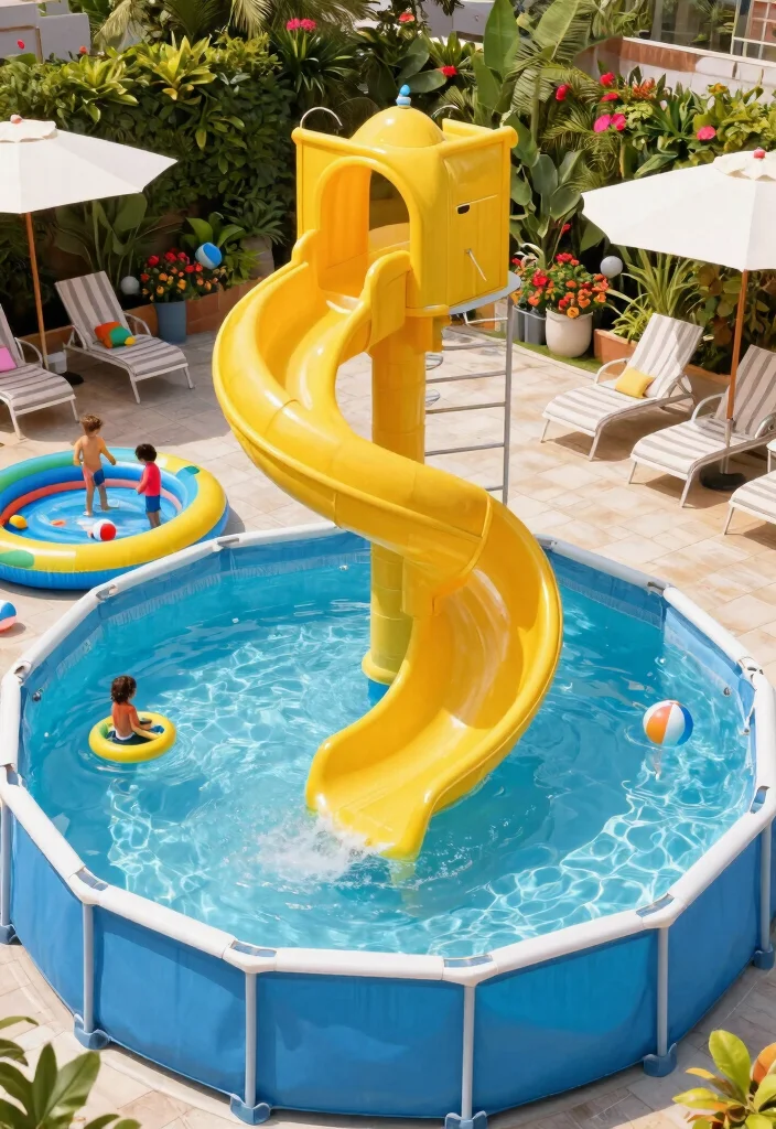 5 Thrilling Above Ground Pool Slide Ideas for Instant Fun 2. The Spiral Slide for Adventure Lovers 0