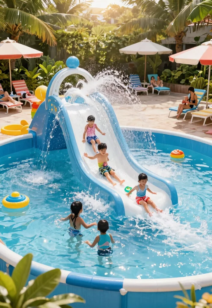 5 Thrilling Above Ground Pool Slide Ideas for Instant Fun 5. The Interactive Play Slide with Water Features 0