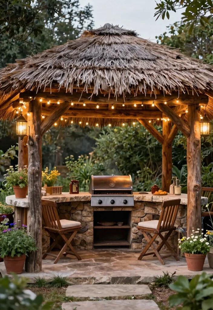 6 Best Grill Gazebo Ideas for the Ultimate BBQ Station 2. Rustic Charm with Wooden Beams 0