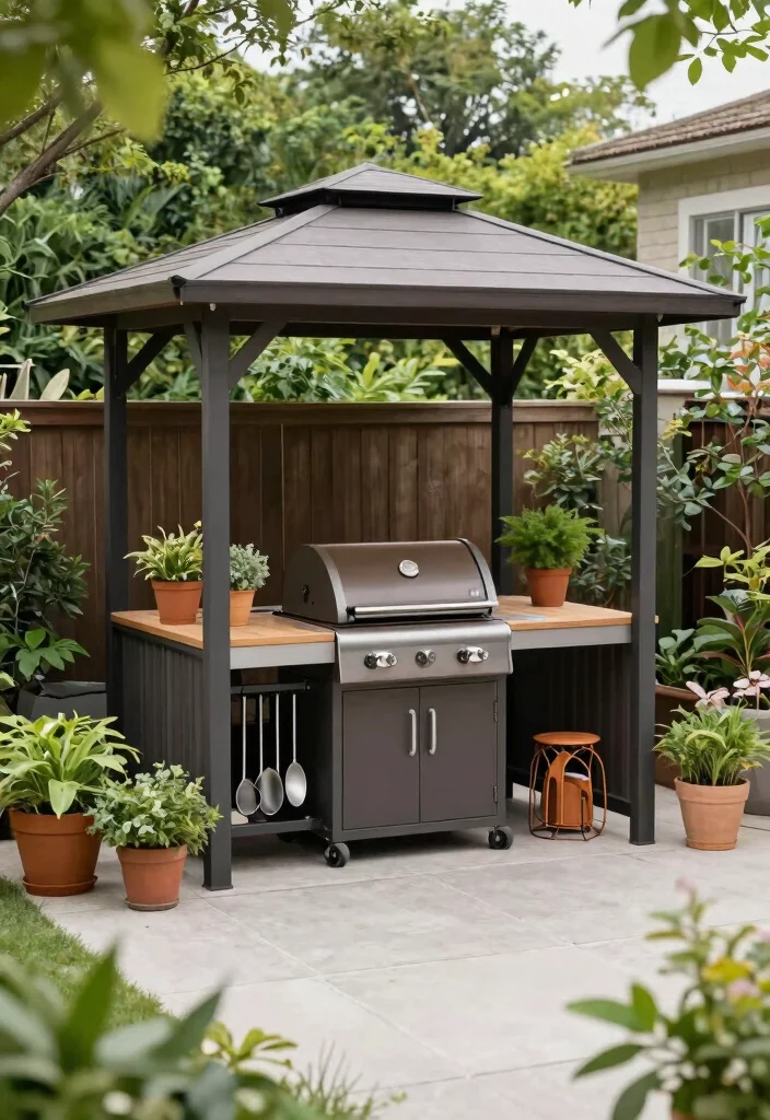 6 Best Grill Gazebo Ideas for the Ultimate BBQ Station 3. Compact and Functional Cooking Station 0