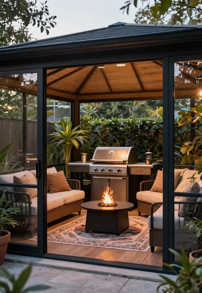 6 Best Grill Gazebo Ideas for the Ultimate BBQ Station 5. Enclosed Gazebo for Year Round Cooking 0
