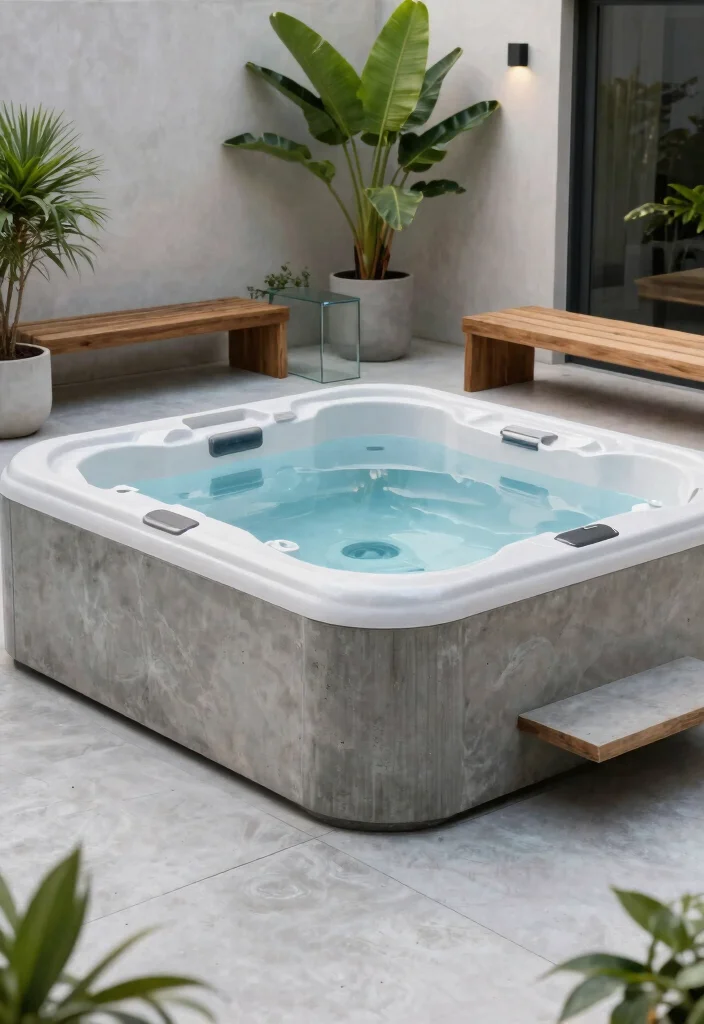 6 Best Hot Tub Base Ideas to Support the Weight 2. Poured Concrete for a Sleek Look 0