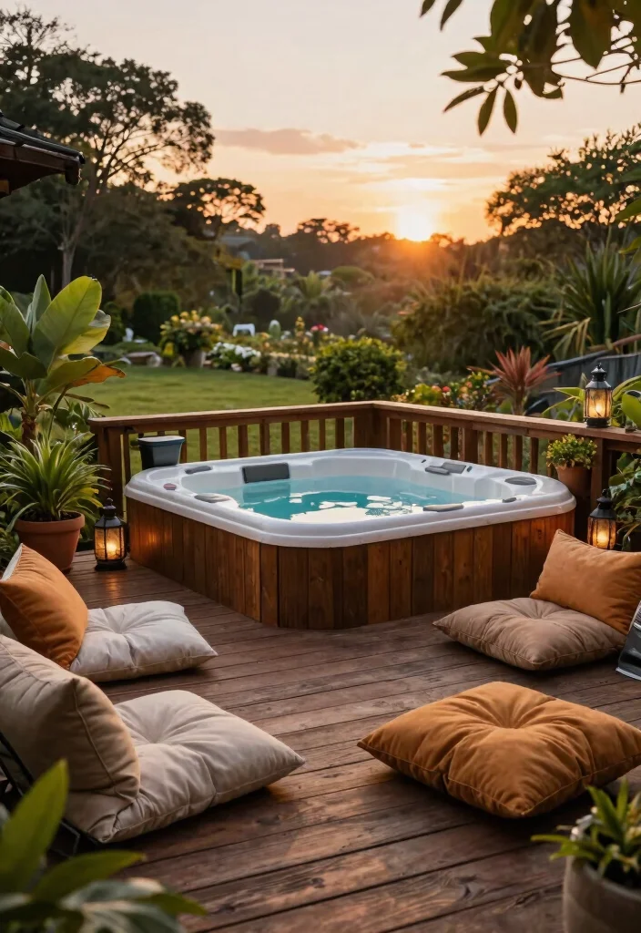 6 Best Hot Tub Base Ideas to Support the Weight 3. Wooden Decking for Natural Warmth 0