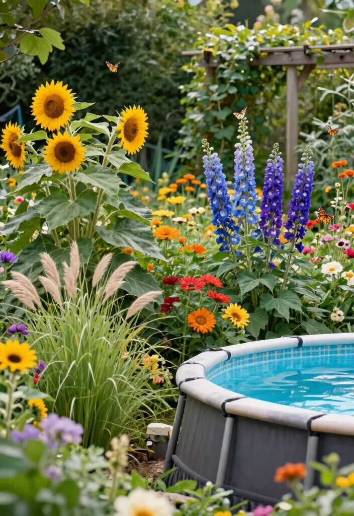 6 Clever Ways to Hide Your Above Ground Pool Pump DIY 2. Vibrant Flower Garden 0