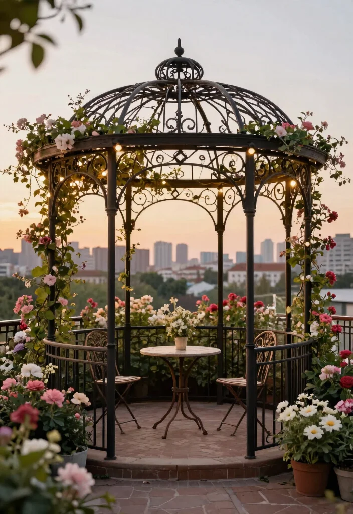 6 Compact Gazebo Ideas for Terrace Balcony Owners 3. Vintage Inspired Garden Gazebo 0
