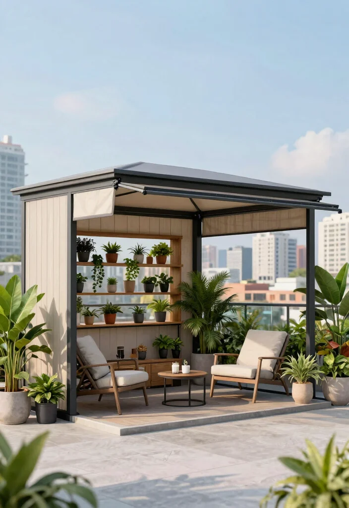 6 Compact Gazebo Ideas for Terrace Balcony Owners 4. Multi Functional Shade Gazebo 0