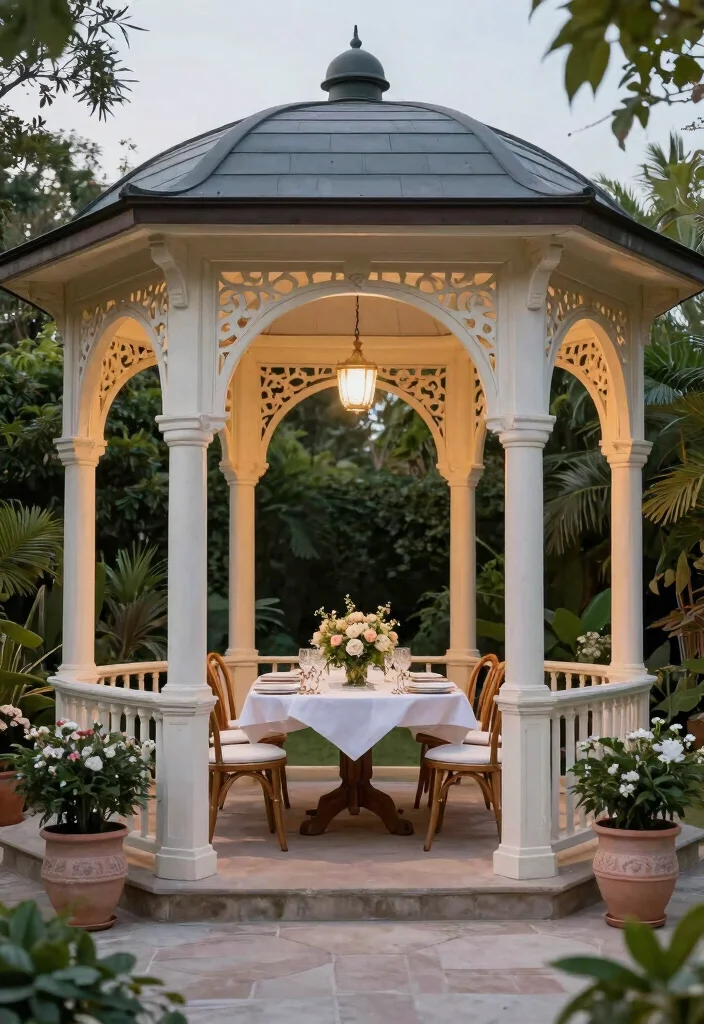 6 Compact Gazebo Ideas for Terrace Balcony Owners 6. Chic European Style Gazebo 0
