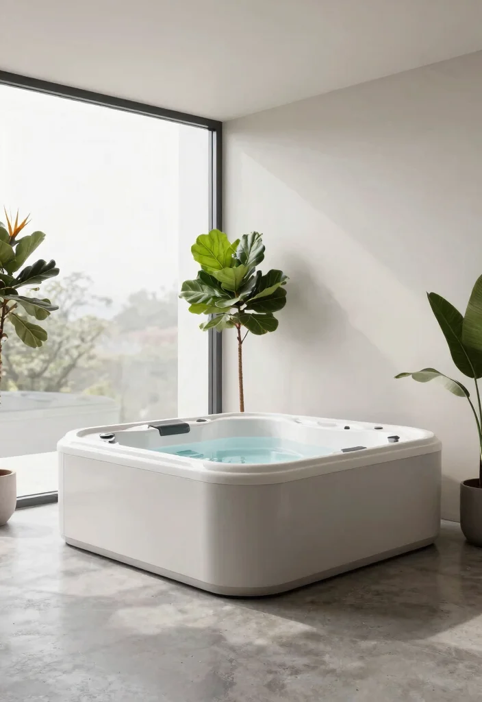 6 Cozy Hot Tub Room Ideas for an Indoor Escape 3. Modern Minimalism Clean Lines and Simple Elegance 0