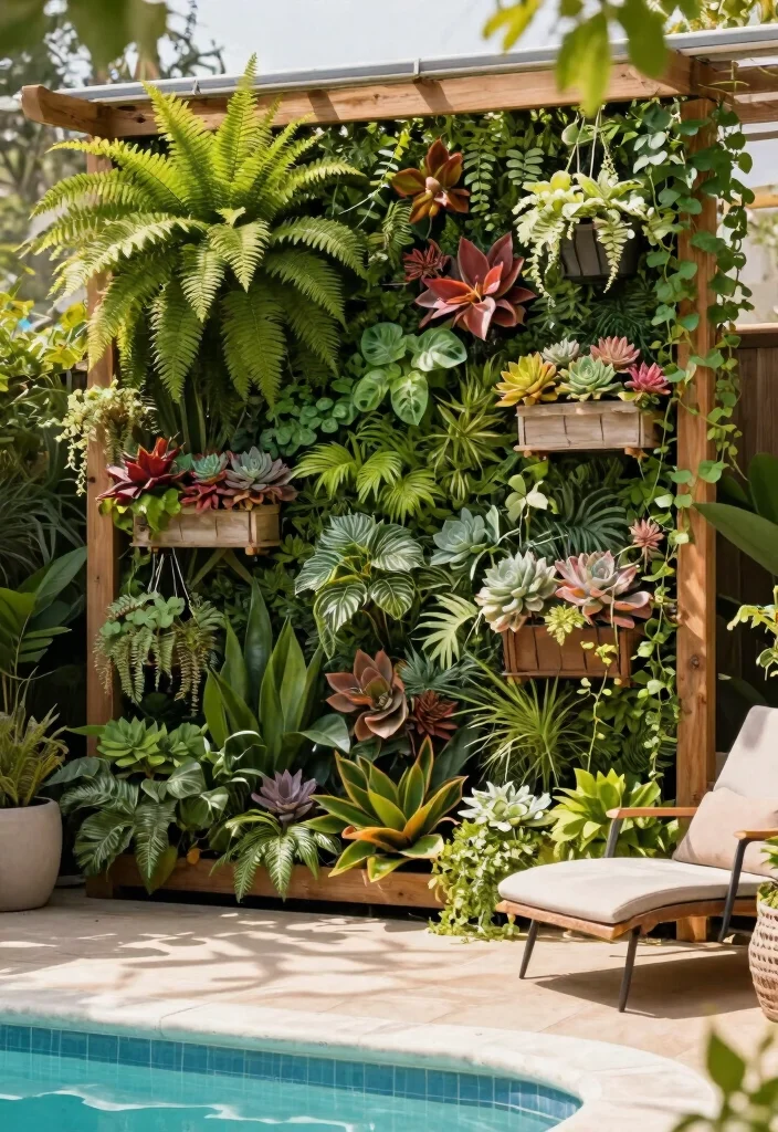 6 Creative Above Ground Pool Siding Ideas to Hide Metal 1. Lush Greenery Living Walls 0