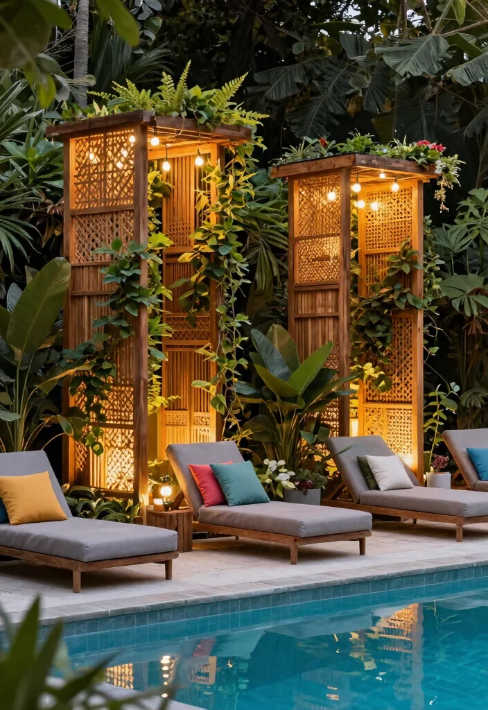 6 Creative Above Ground Pool Siding Ideas to Hide Metal 5. Eye Catching Privacy Screens 0