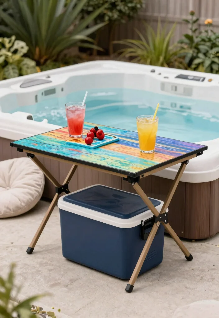 6 Easy Hot Tub Table Ideas Simple DIY Projects for Outdoor Relaxation 3. Portable Folding Table 0