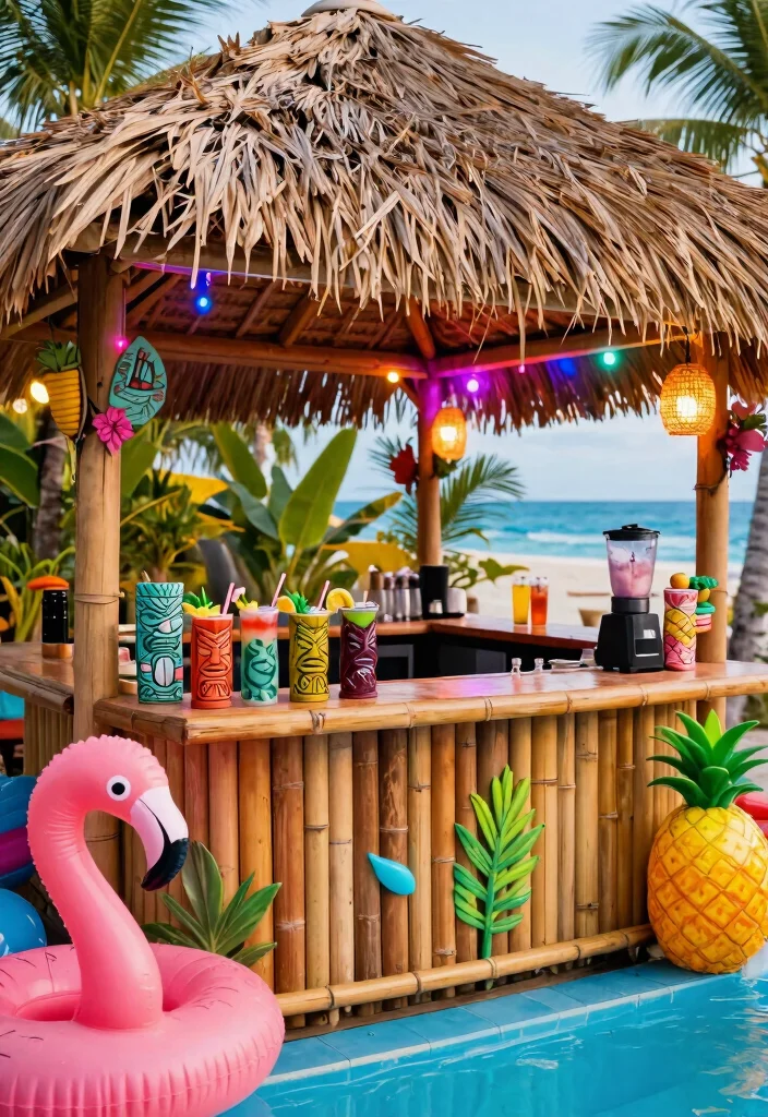 6 Fun Above Ground Pool Bar Ideas for Summer Parties 2. Tiki Bar Vibes 0