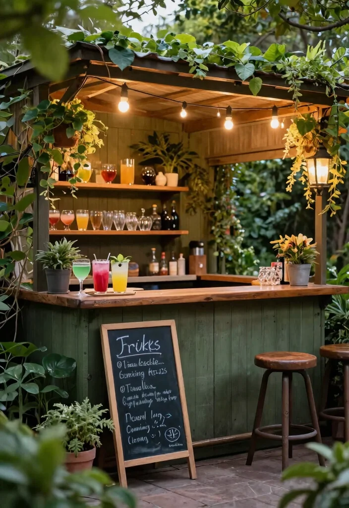 6 Fun Above Ground Pool Bar Ideas for Summer Parties 3. Garden Bar Setup 0