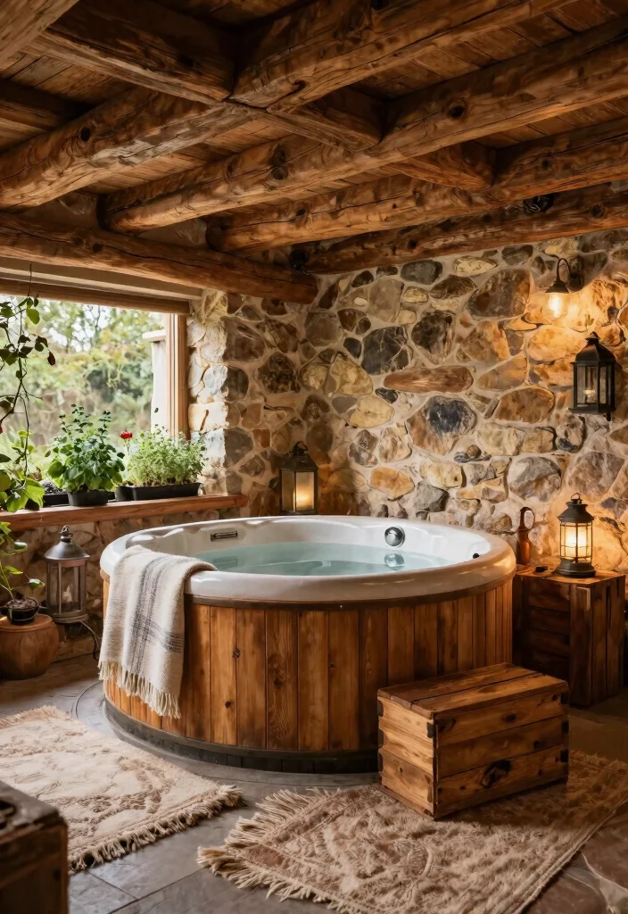 6 Luxurious Indoor Hot Tub Room Ideas for Home Bliss 23 6 Luxurious Indoor Hot Tub Room Ideas for Home Bliss 3. Rustic Retreat Cozy and Inviting 0
