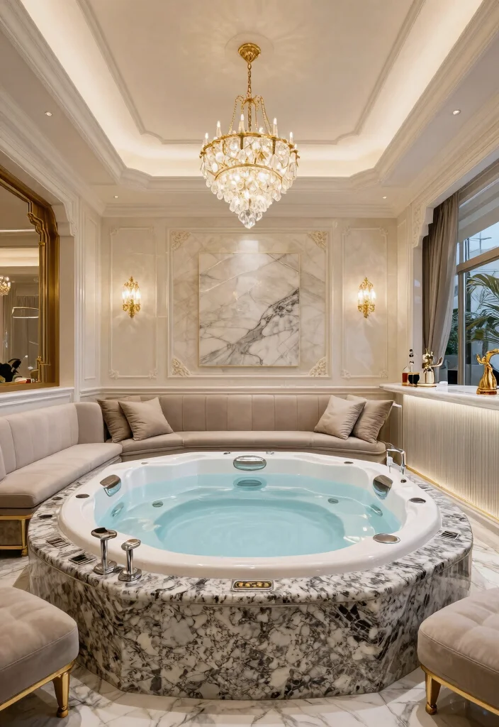6 Luxurious Indoor Hot Tub Room Ideas for Home Bliss 34 6 Luxurious Indoor Hot Tub Room Ideas for Home Bliss 4. Luxurious Spa Escape Glamorous and Elegant 0