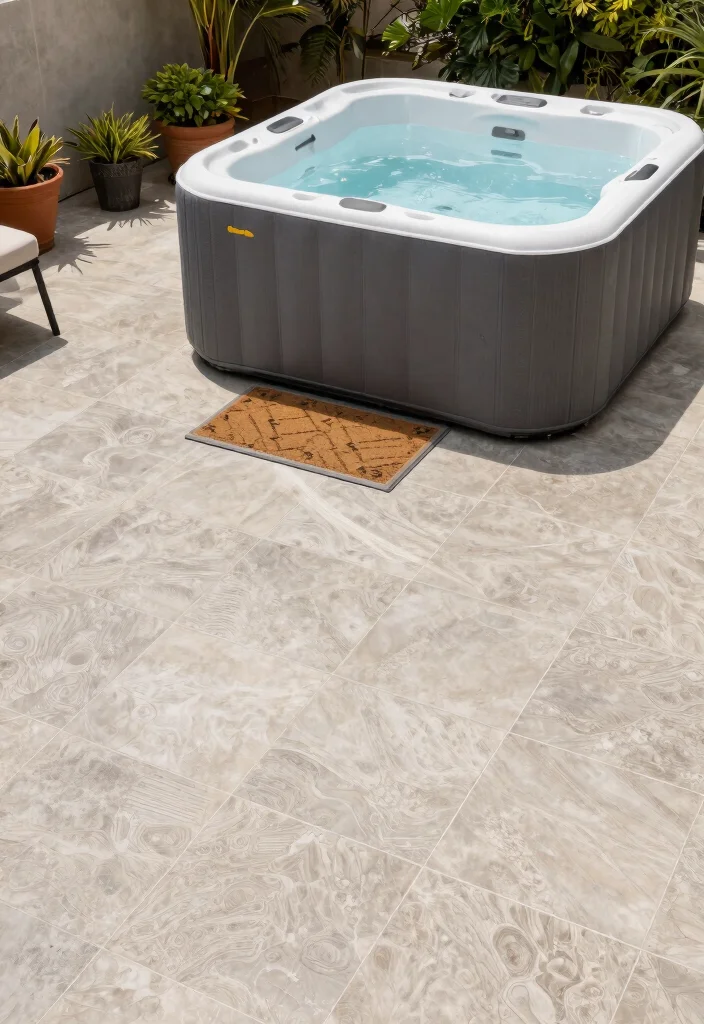 6 Safe Blow Up Hot Tub Deck Ideas Protect Your Base 4. Non Slip Patio Tiles for Safety 0