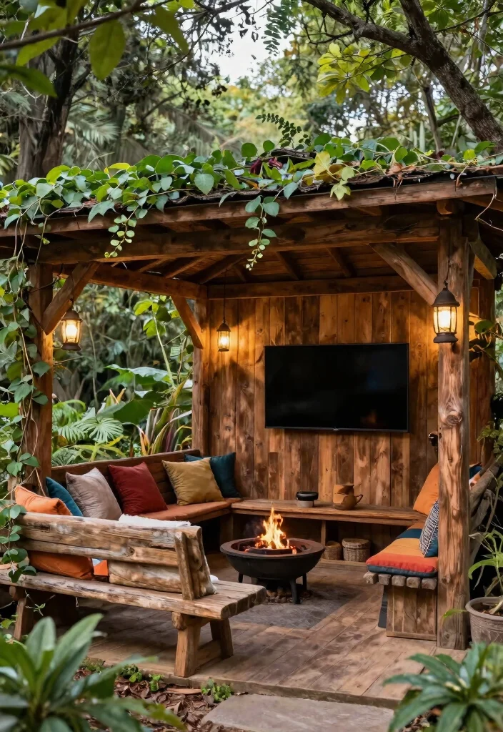 6 Smart Gazebo TV Ideas for the Ultimate Outdoor Theater 12 6 Smart Gazebo TV Ideas for the Ultimate Outdoor Theater 2. The Rustic Retreat 0