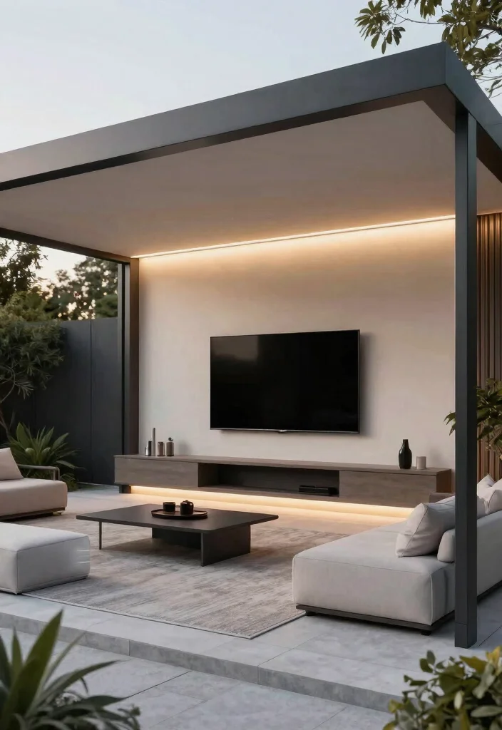 6 Smart Gazebo TV Ideas for the Ultimate Outdoor Theater 23 6 Smart Gazebo TV Ideas for the Ultimate Outdoor Theater 3. The Modern Marvel 0