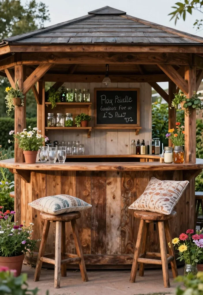 6 Social Gazebo Bar Ideas for the Best Home Parties 1. Rustic Farmhouse Bar 0