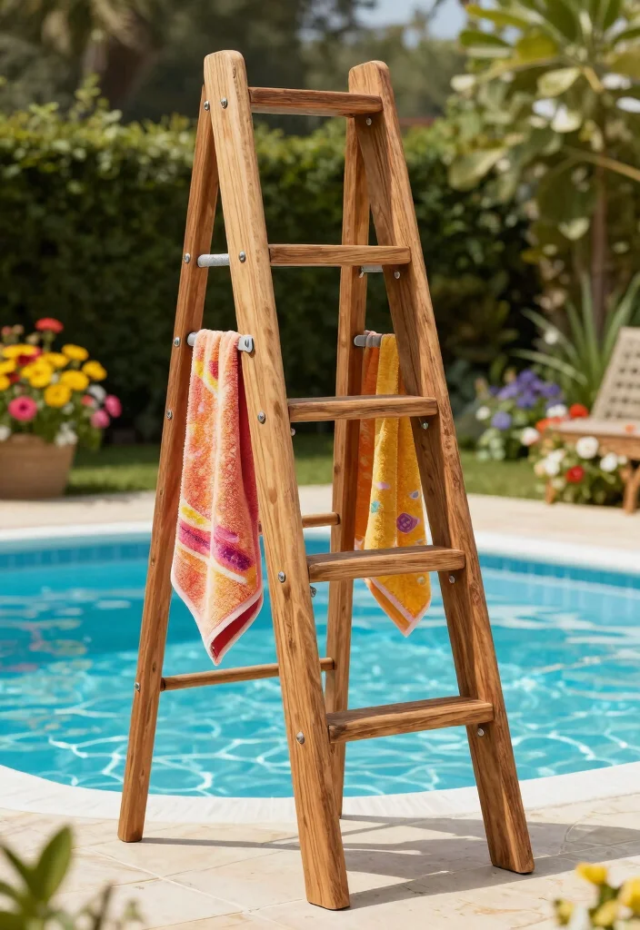 6 Sturdy Above Ground Pool Ladder Ideas for Safe Entry 1 6 Sturdy Above Ground Pool Ladder Ideas for Safe Entry 1. Wooden A Frame Ladder 0