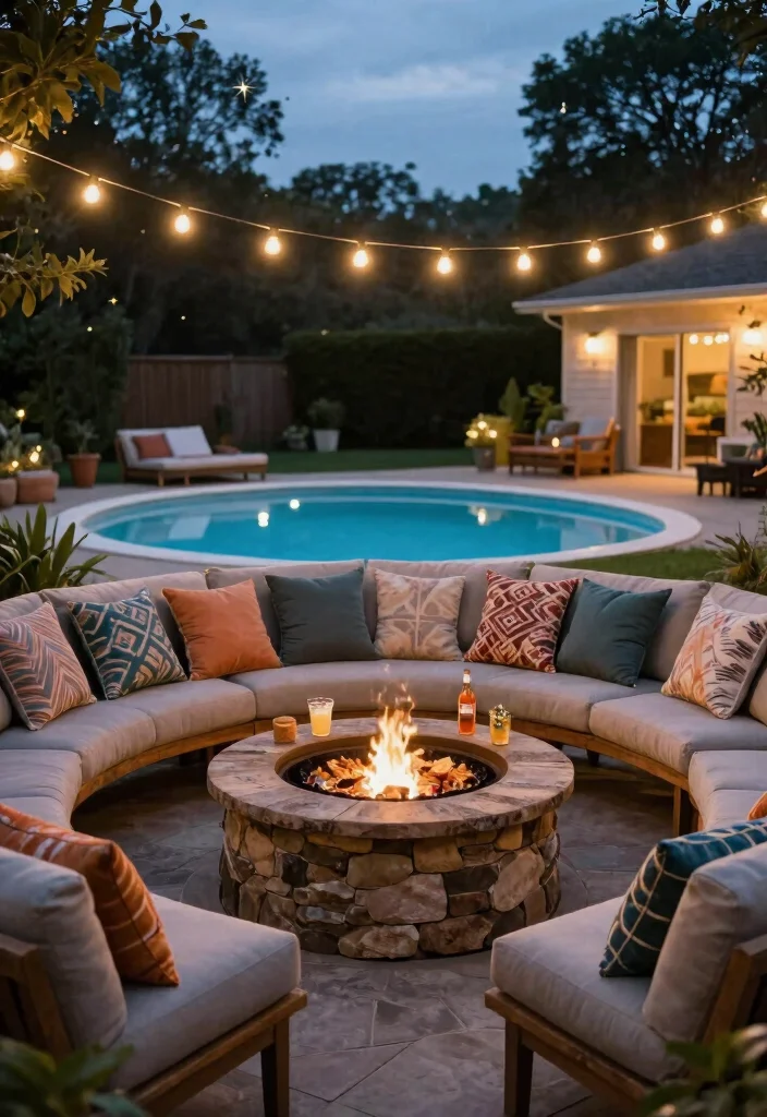6 Ultimate Above Ground Pool and Fire Pit Ideas for Nights 2. Cozy Fire Pit Lounge 0