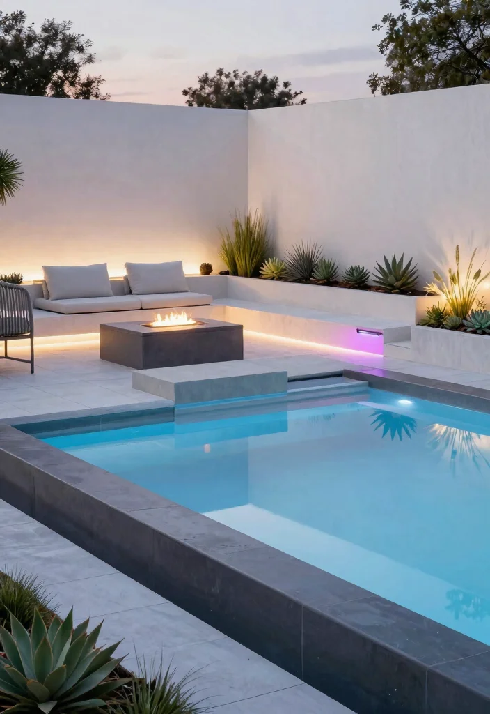 6 Ultimate Above Ground Pool and Fire Pit Ideas for Nights 6. Modern Minimalism 0