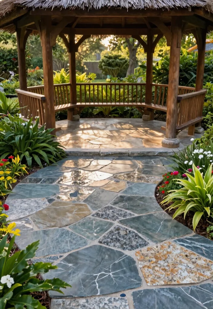 7 Best Gazebo Flooring Ideas Stone Wood Composite 1. Natural Stone for Timeless Elegance 0