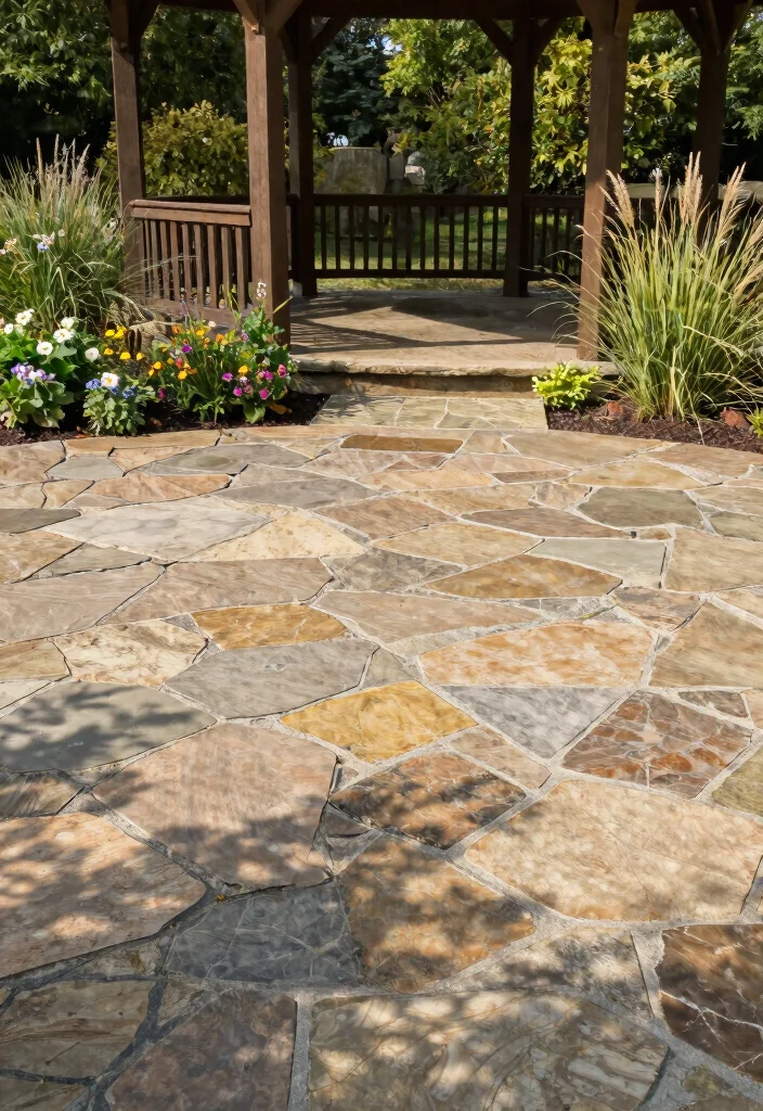7 Best Gazebo Flooring Ideas Stone Wood Composite 4. Flagstone for a Unique Natural Look 0