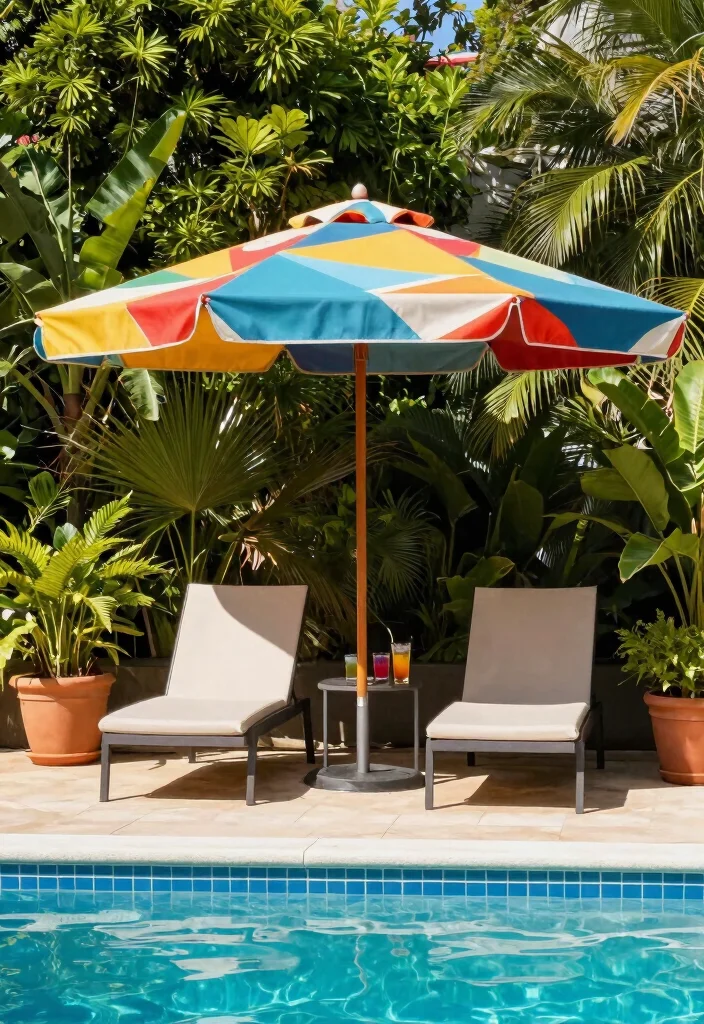 7 Cool Above Ground Pool Shade Ideas to Beat the Heat 1. Stylish Umbrellas 0
