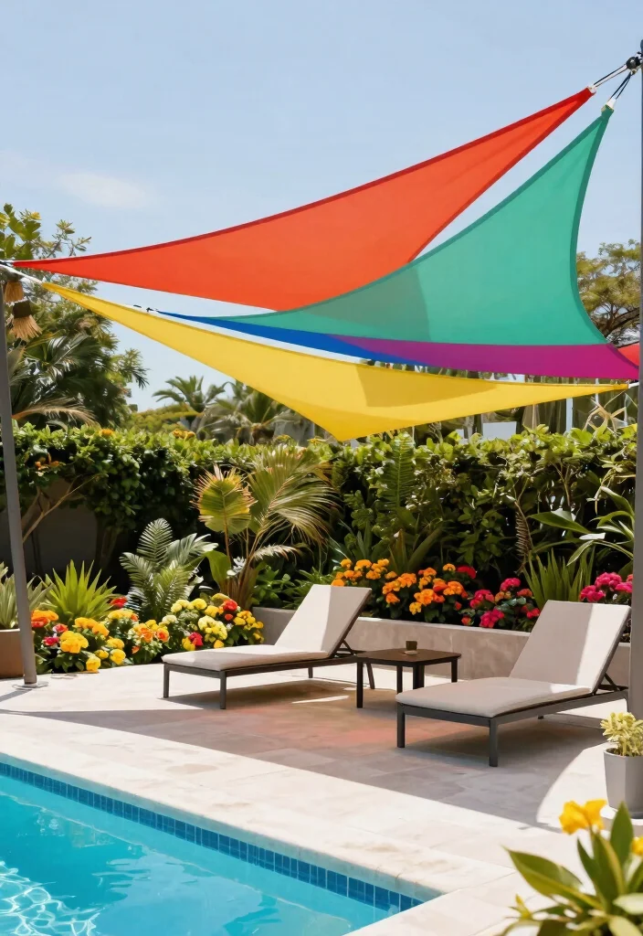 7 Cool Above Ground Pool Shade Ideas to Beat the Heat 3. Shade Sail Solutions 0