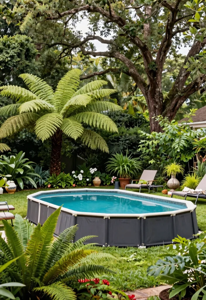 7 Cool Above Ground Pool Shade Ideas to Beat the Heat 4. Lush Greenery 0