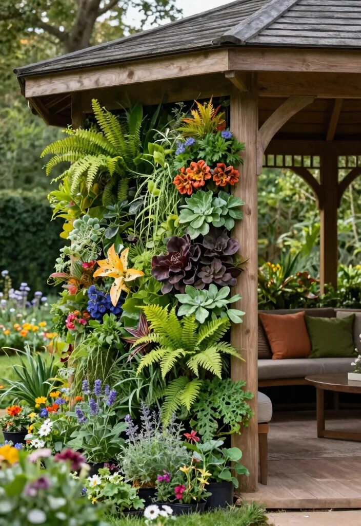 7 Creative Gazebo Wall Ideas for Privacy Style 1. Lush Vertical Garden Walls 0