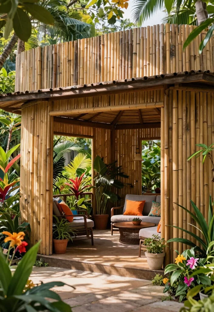 7 Creative Gazebo Wall Ideas for Privacy Style 5. Natural Bamboo Fencing 0