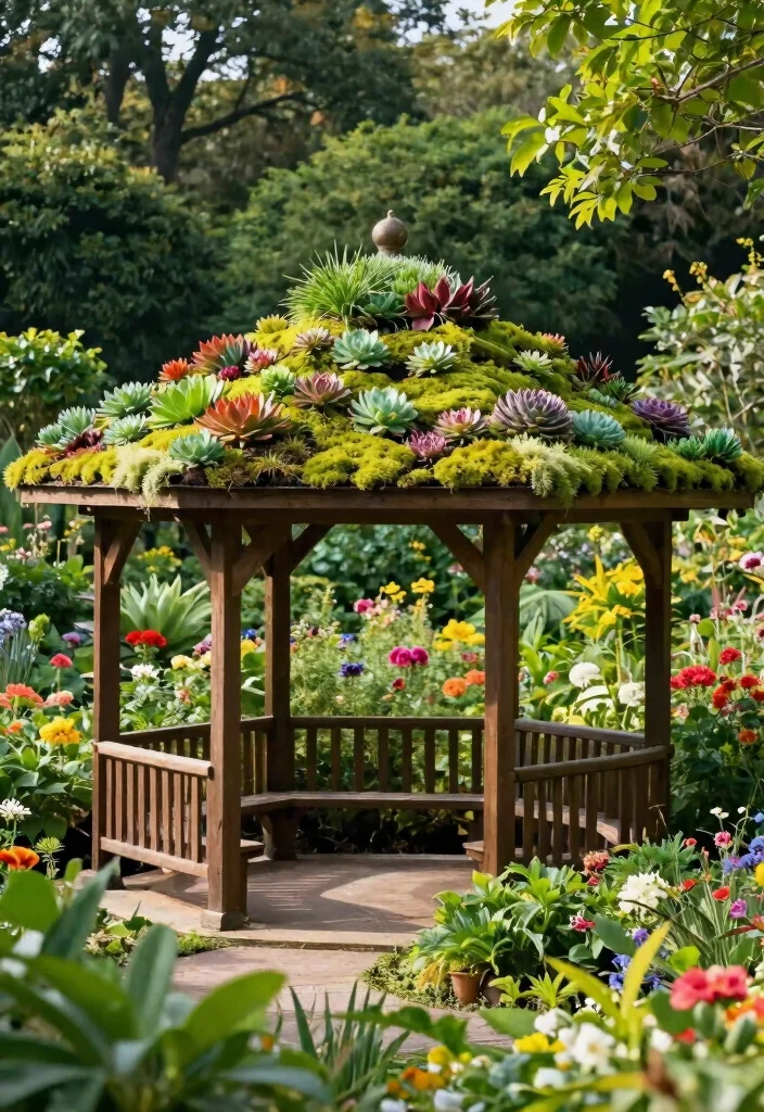 7 Durable Gazebo Roof Ideas to Weather Any Storm 1. Green Roof Gazebo 0