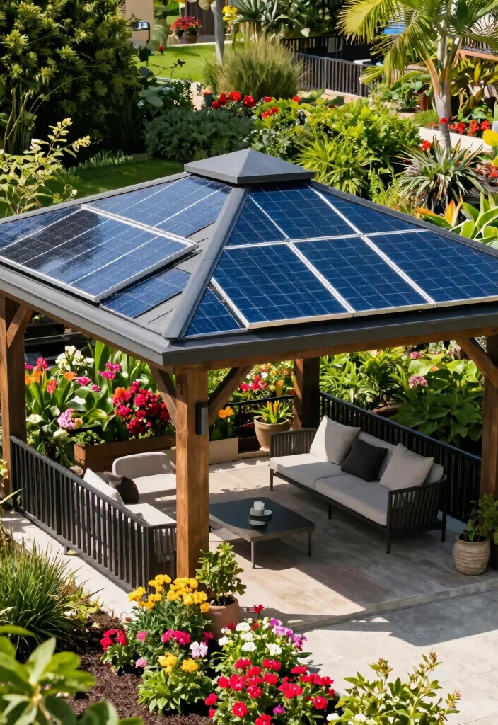7 Durable Gazebo Roof Ideas to Weather Any Storm 2. Solar Panel Gazebo Roof 0