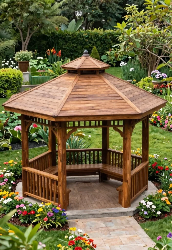 7 Durable Gazebo Roof Ideas to Weather Any Storm 5. Composite Wood Roof Gazebo 0