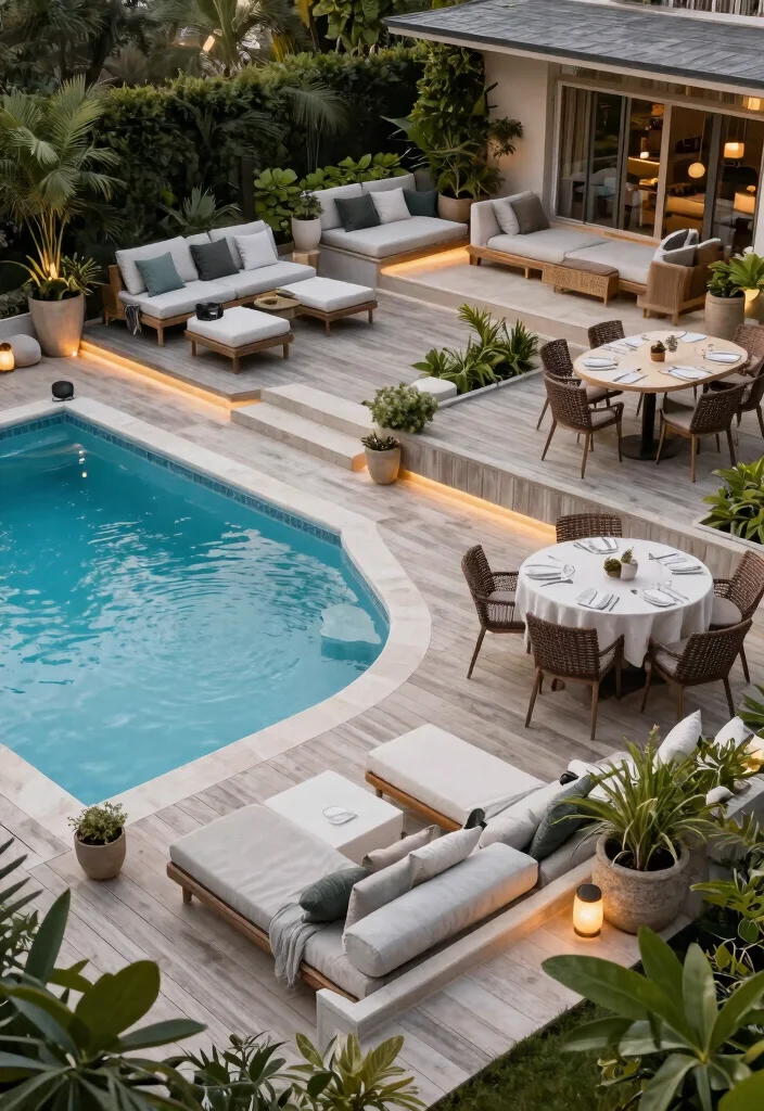 7 Epic Pool and Hot Tub Deck Ideas for Your Private Spa 6. Multi Level Decking for Dynamic Spaces 0