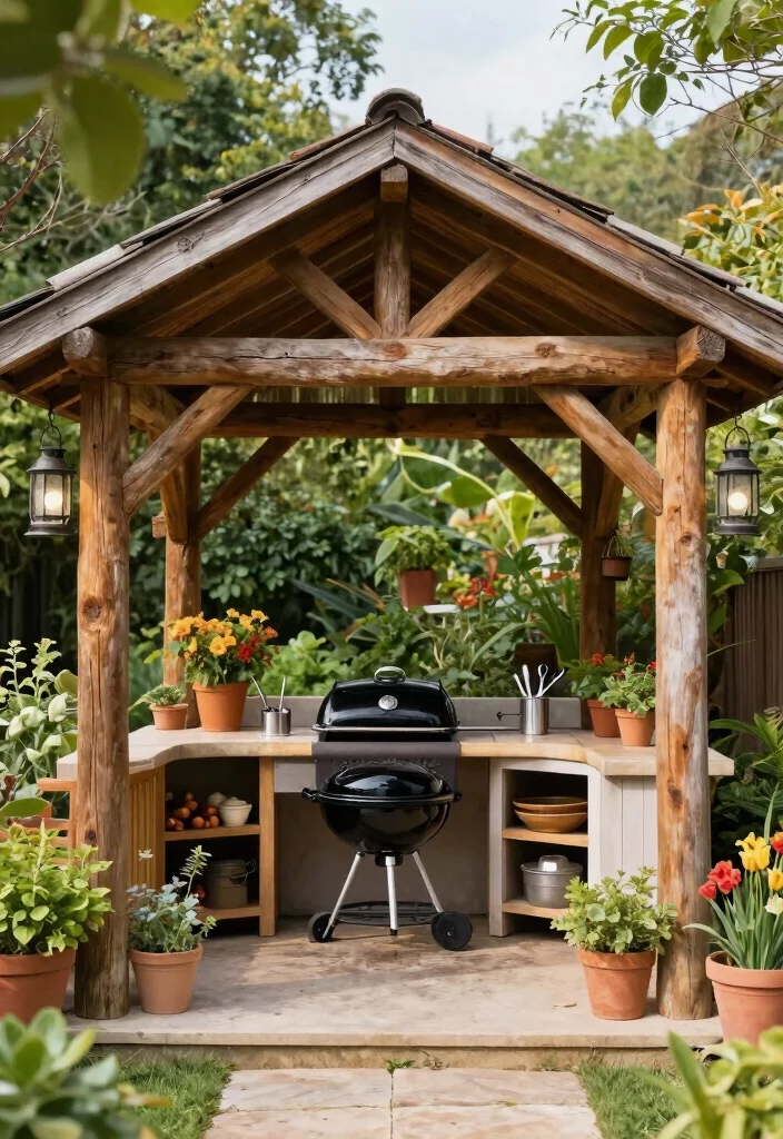 7 Functional BBQ Gazebo Ideas for Every Grill Master 1. Rustic Wooden Retreat 0