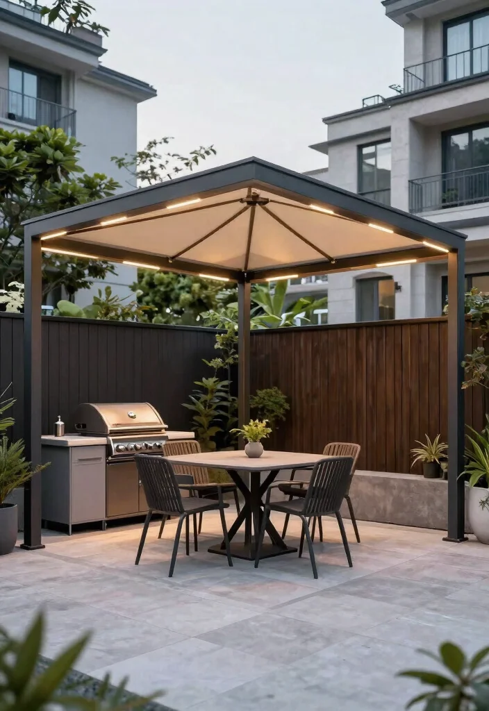 7 Functional BBQ Gazebo Ideas for Every Grill Master 2. Sleek Modern Gazebo 0