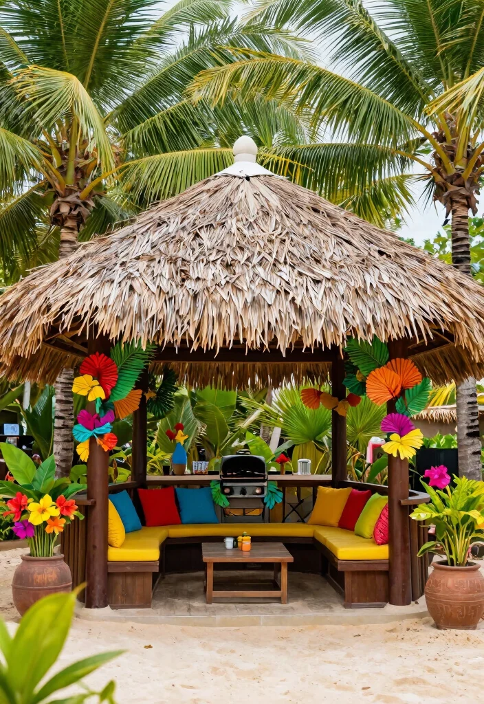 7 Functional BBQ Gazebo Ideas for Every Grill Master 4. Tropical Paradise 0